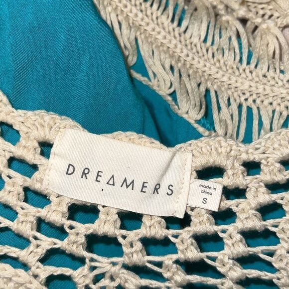 ✨ DREAMERS Boho Fringe & Crochet Teal Top✨ - Picture 6 of 6